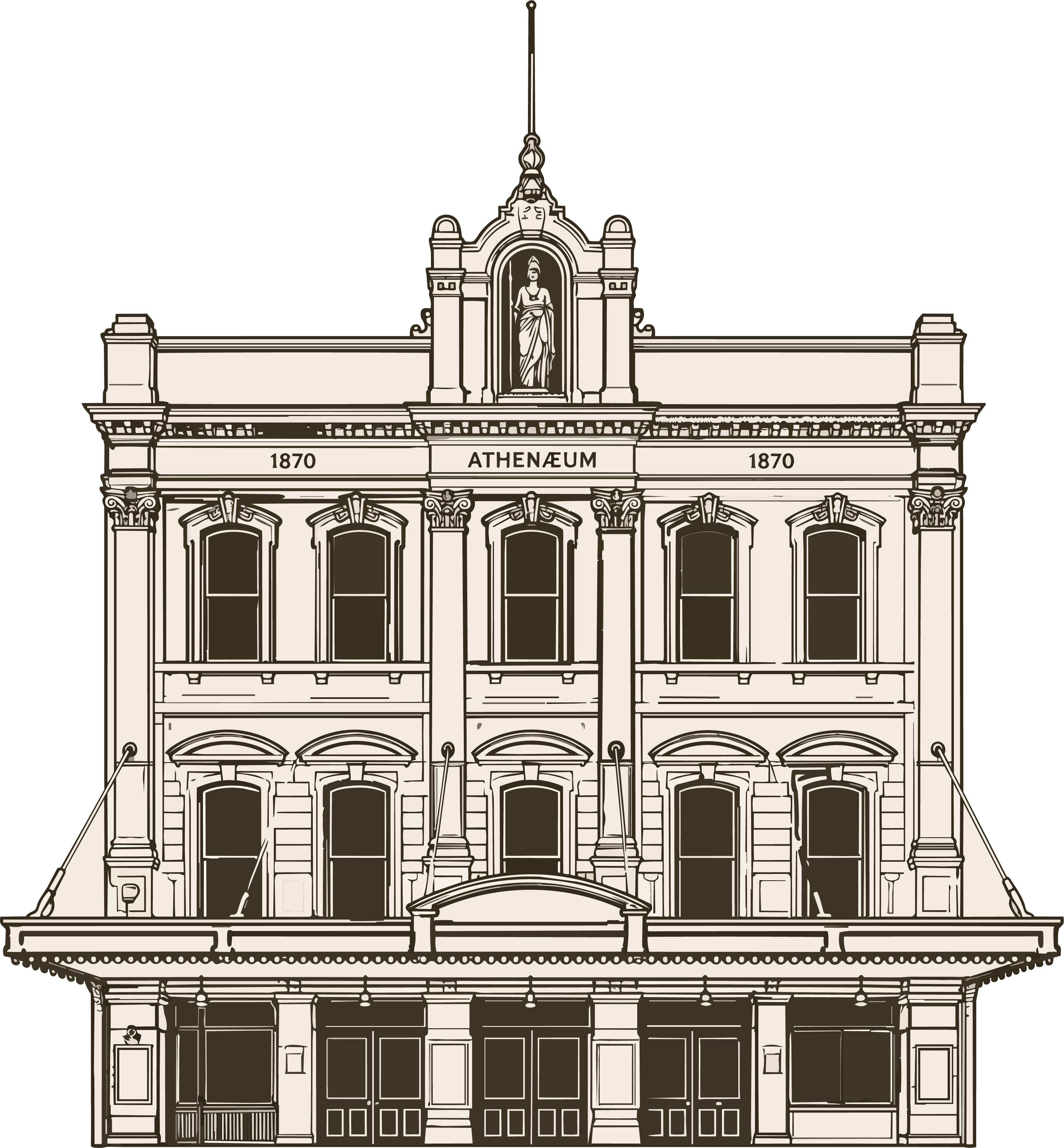 Illustration of the historic Athenaeum building on Collins Street